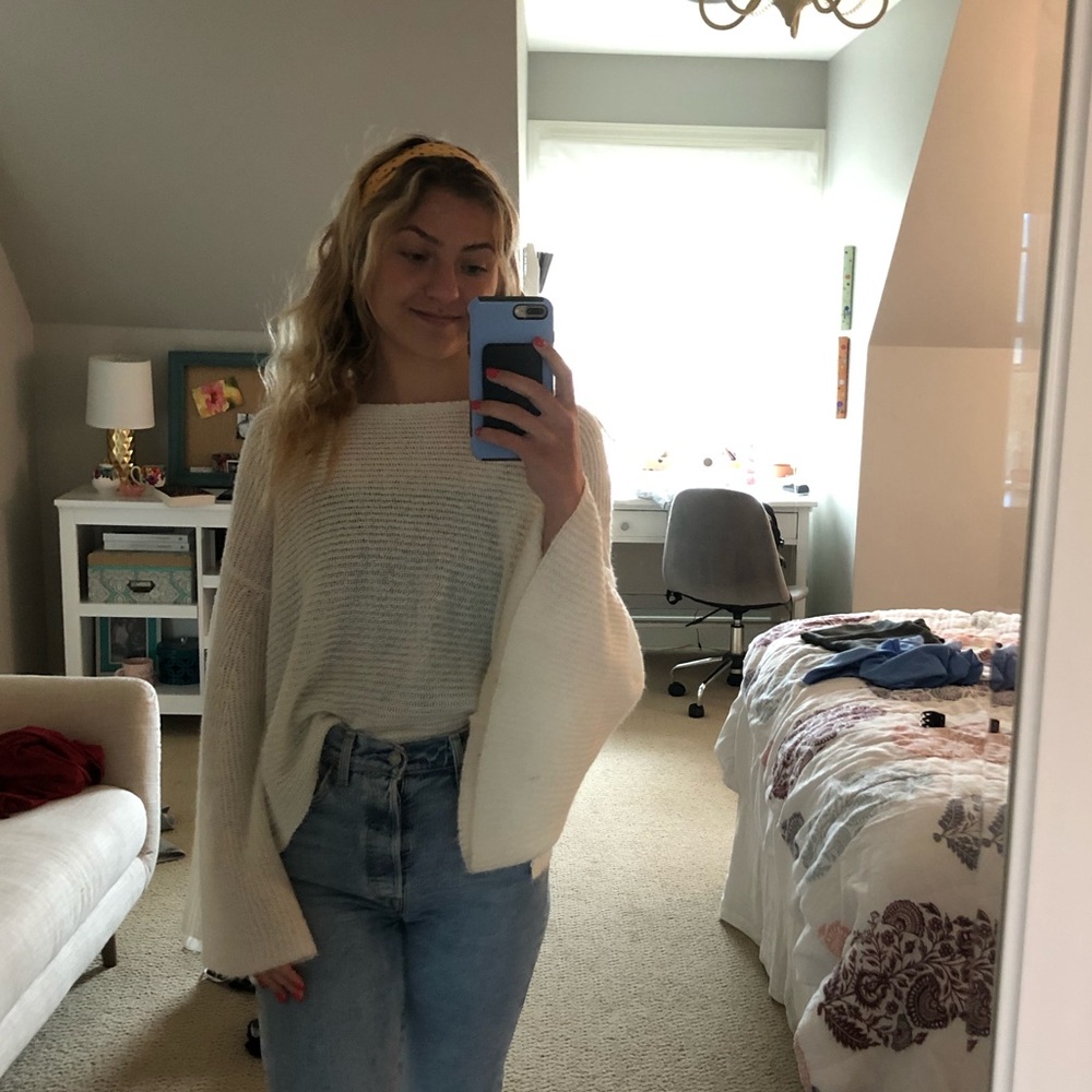 White Bell Sleeve Sweater